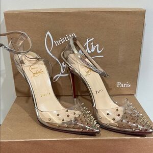 CHRISTIAN LOUBOUTIN
Spikoo 100 PVC clear & leather pumps